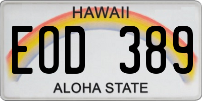 HI license plate EOD389