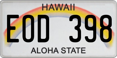 HI license plate EOD398