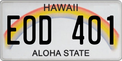 HI license plate EOD401