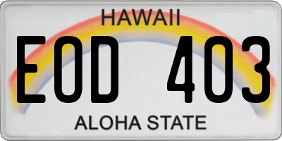 HI license plate EOD403
