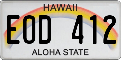 HI license plate EOD412