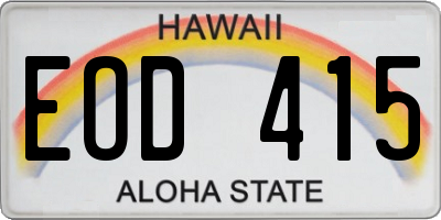 HI license plate EOD415