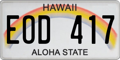 HI license plate EOD417