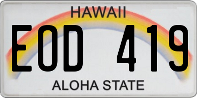 HI license plate EOD419