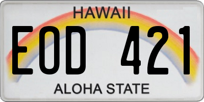 HI license plate EOD421
