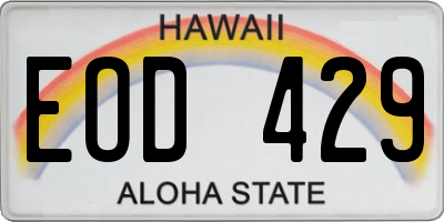 HI license plate EOD429