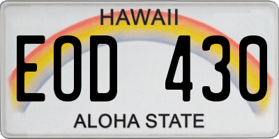 HI license plate EOD430