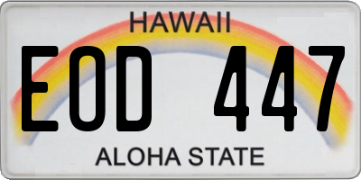 HI license plate EOD447