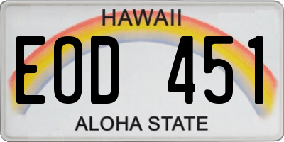 HI license plate EOD451