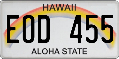 HI license plate EOD455