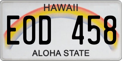 HI license plate EOD458