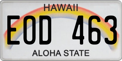 HI license plate EOD463