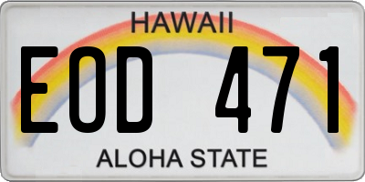 HI license plate EOD471