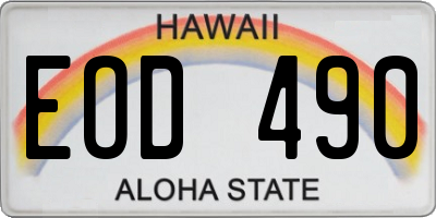 HI license plate EOD490