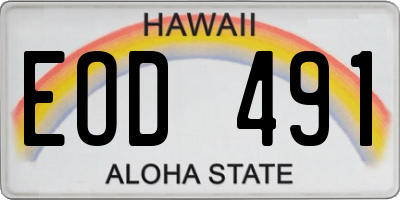 HI license plate EOD491