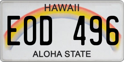 HI license plate EOD496