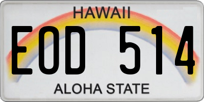 HI license plate EOD514