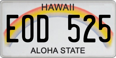 HI license plate EOD525