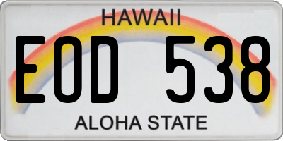 HI license plate EOD538