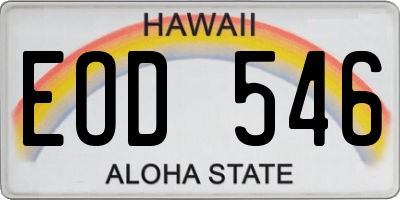 HI license plate EOD546