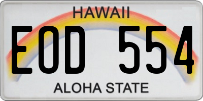 HI license plate EOD554