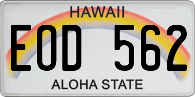 HI license plate EOD562