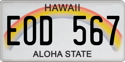 HI license plate EOD567