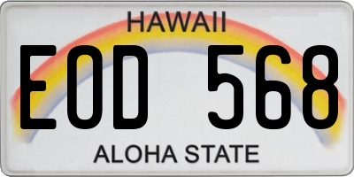 HI license plate EOD568