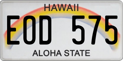 HI license plate EOD575