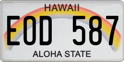 HI license plate EOD587