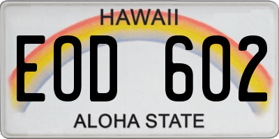 HI license plate EOD602