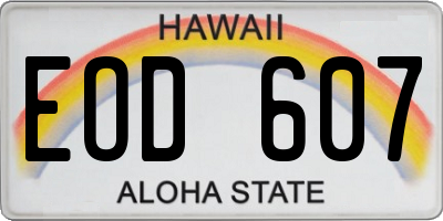 HI license plate EOD607