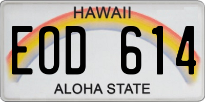HI license plate EOD614