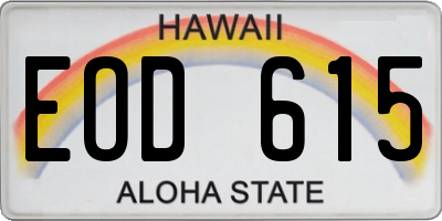 HI license plate EOD615