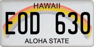 HI license plate EOD630