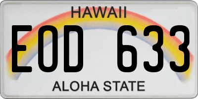 HI license plate EOD633