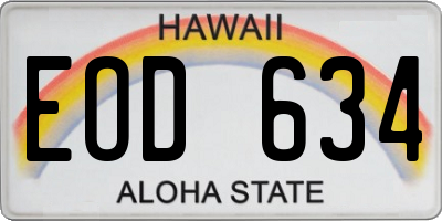 HI license plate EOD634