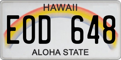 HI license plate EOD648