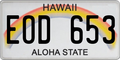 HI license plate EOD653
