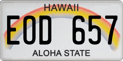 HI license plate EOD657