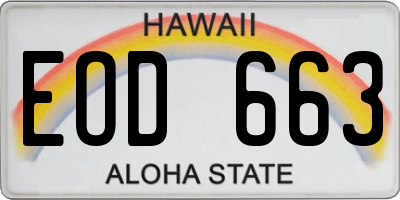 HI license plate EOD663