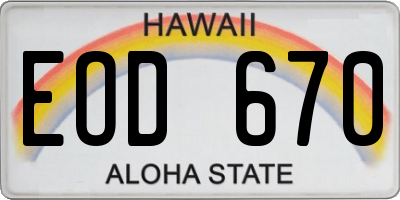 HI license plate EOD670