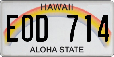 HI license plate EOD714
