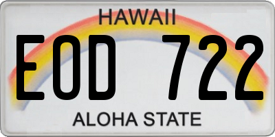 HI license plate EOD722