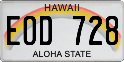 HI license plate EOD728
