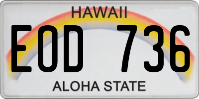 HI license plate EOD736