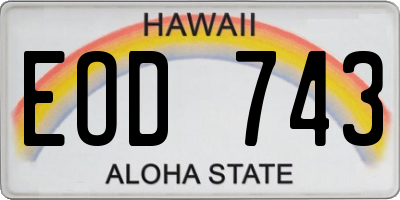 HI license plate EOD743