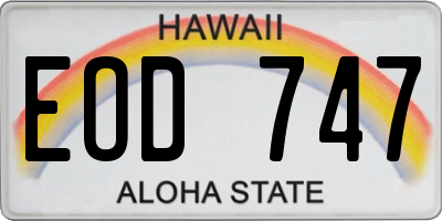 HI license plate EOD747