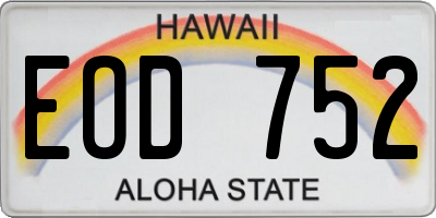 HI license plate EOD752