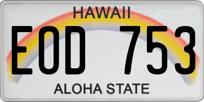 HI license plate EOD753